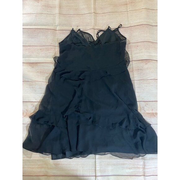 Victoria Secret Women's Black Chiffon Ruffle Slip Dress W/Attached Slip - XL - Picture 12 of 12